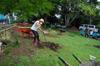 Planting holes for the fruit trees