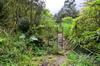 the trail skirts fenced property