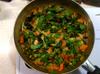 next photo: Seasonal vegetables - Malabar and Okinawa spinach, carrots, winged bean, green onion greens, and sweet green chilies